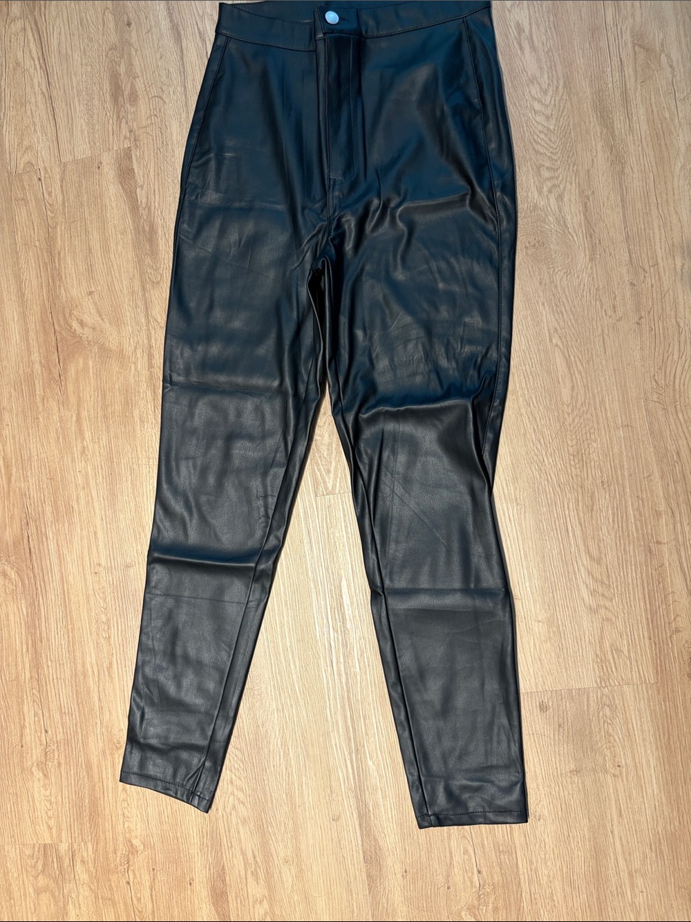 Wet Seal Black Faux Leather Straight-Leg Pants